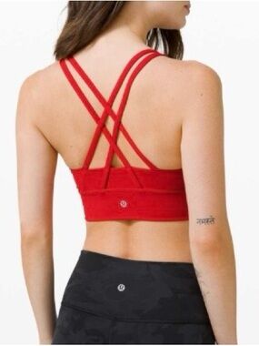 Lululemon Energy Bra Long Line Medium Support, B/C Cup Dark Red 10